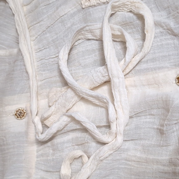 Vintage Mayvens of California Gauze Cotton Ivory Tunic Button Down Dress Size 16 - Picture 10 of 15